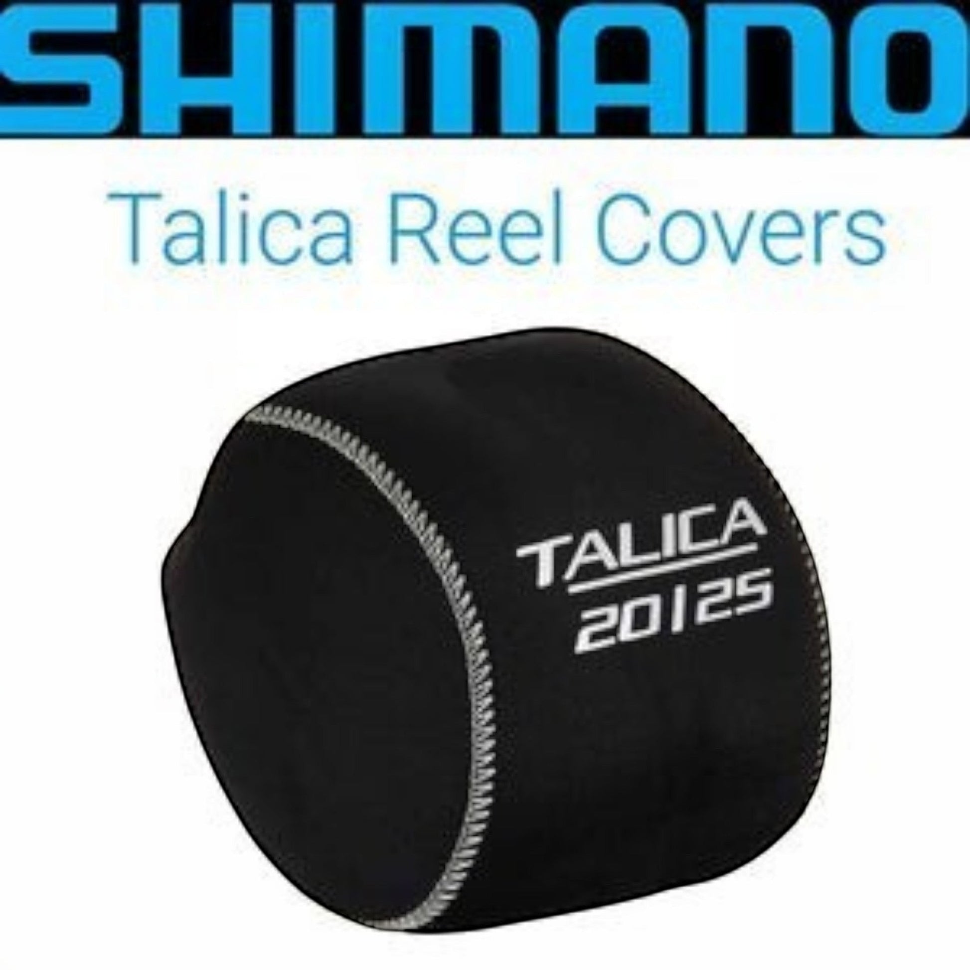Dogfish Tackle & Marine black neoprene reel cover with Talica 20/25 logo for Shimano Talica reels.