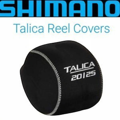 Dogfish Tackle & Marine black neoprene reel cover with Talica 20/25 logo for Shimano Talica reels.
