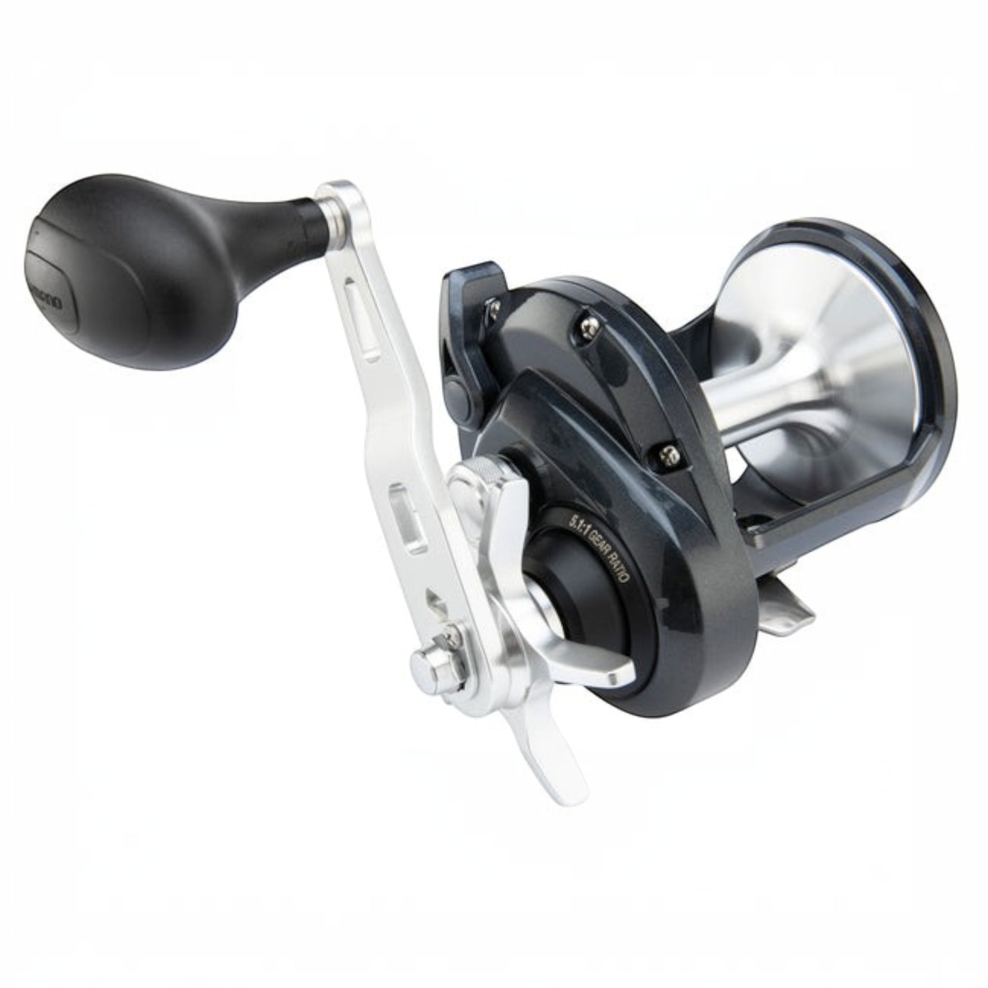 Dogfish Tackle & Marine Shimano Torium HG/PG conventional fishing reel, dark gray with silver accents, star drag, and ergonomic handle.