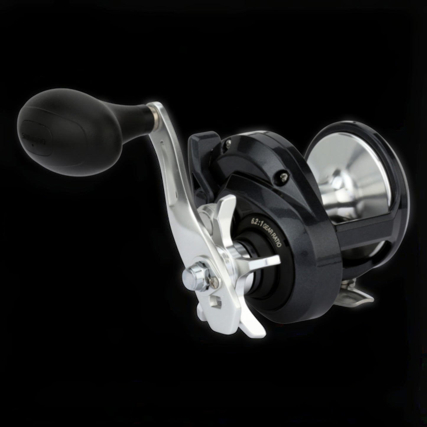 Dogfish Tackle & Marine Shimano Torium HG/PG conventional fishing reel, black with silver accents, star drag, 6.2:1 gear ratio.