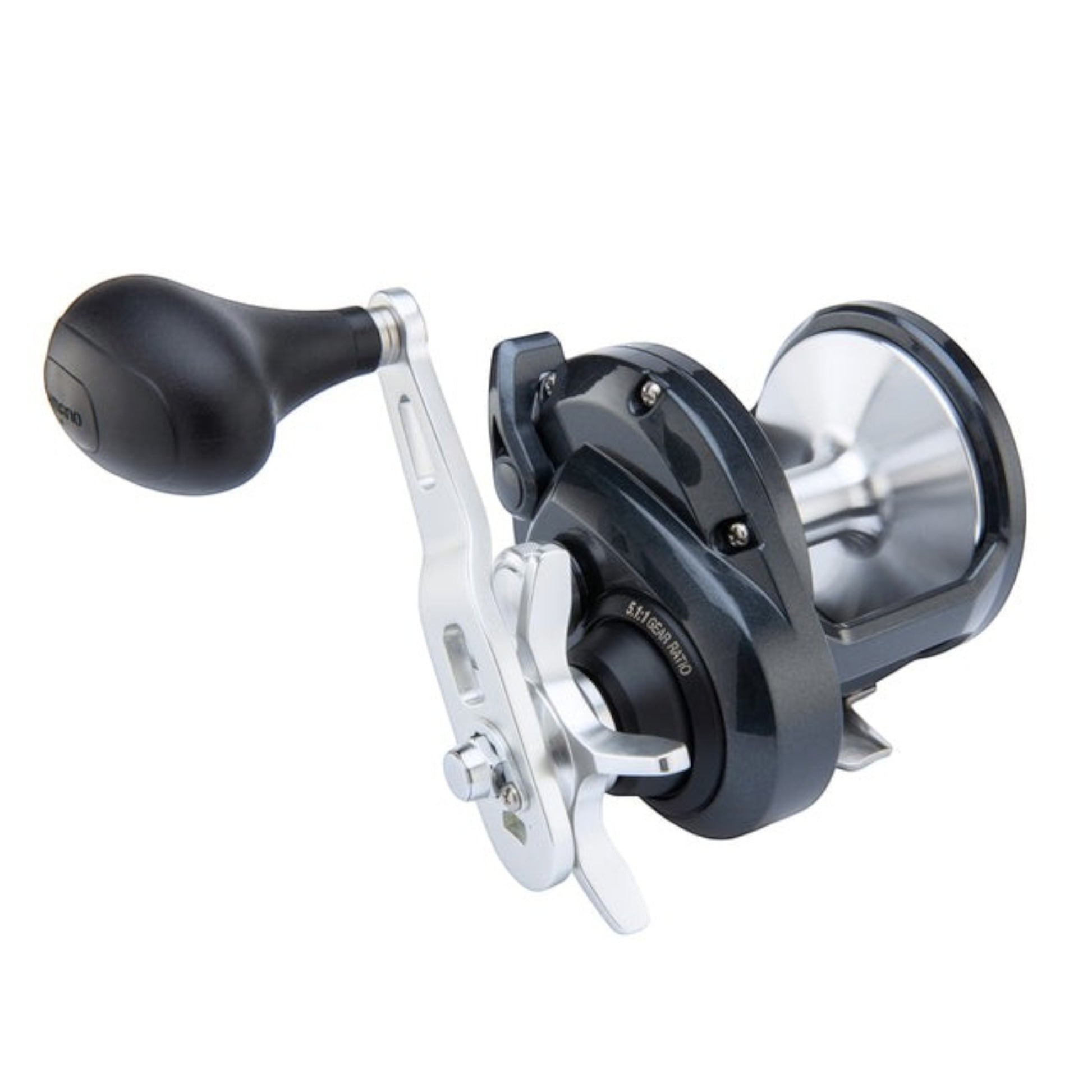 Dogfish Tackle & Marine Shimano Torium HG/PG conventional fishing reel, dark grey with silver accents, star drag, 5.1:1 gear ratio.