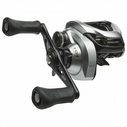Dogfish Tackle & Marine Shimano Tranx 200 A baitcasting reel, silver and black with ergonomic handle and 8.5 gear ratio.