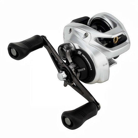 Dogfish Tackle & Marine Shimano Tranx B baitcasting reel, silver with black handle and grips, 5.8 gear ratio.