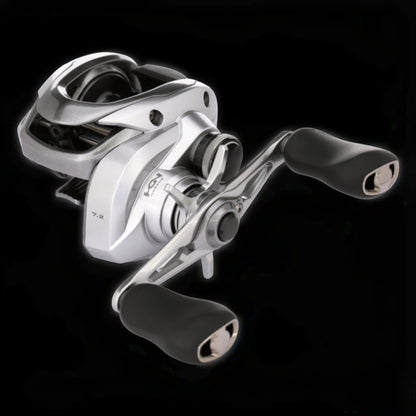 Dogfish Tackle & Marine Shimano Tranx 300A baitcasting fishing reel, silver with black grips and 7.2 gear ratio.
