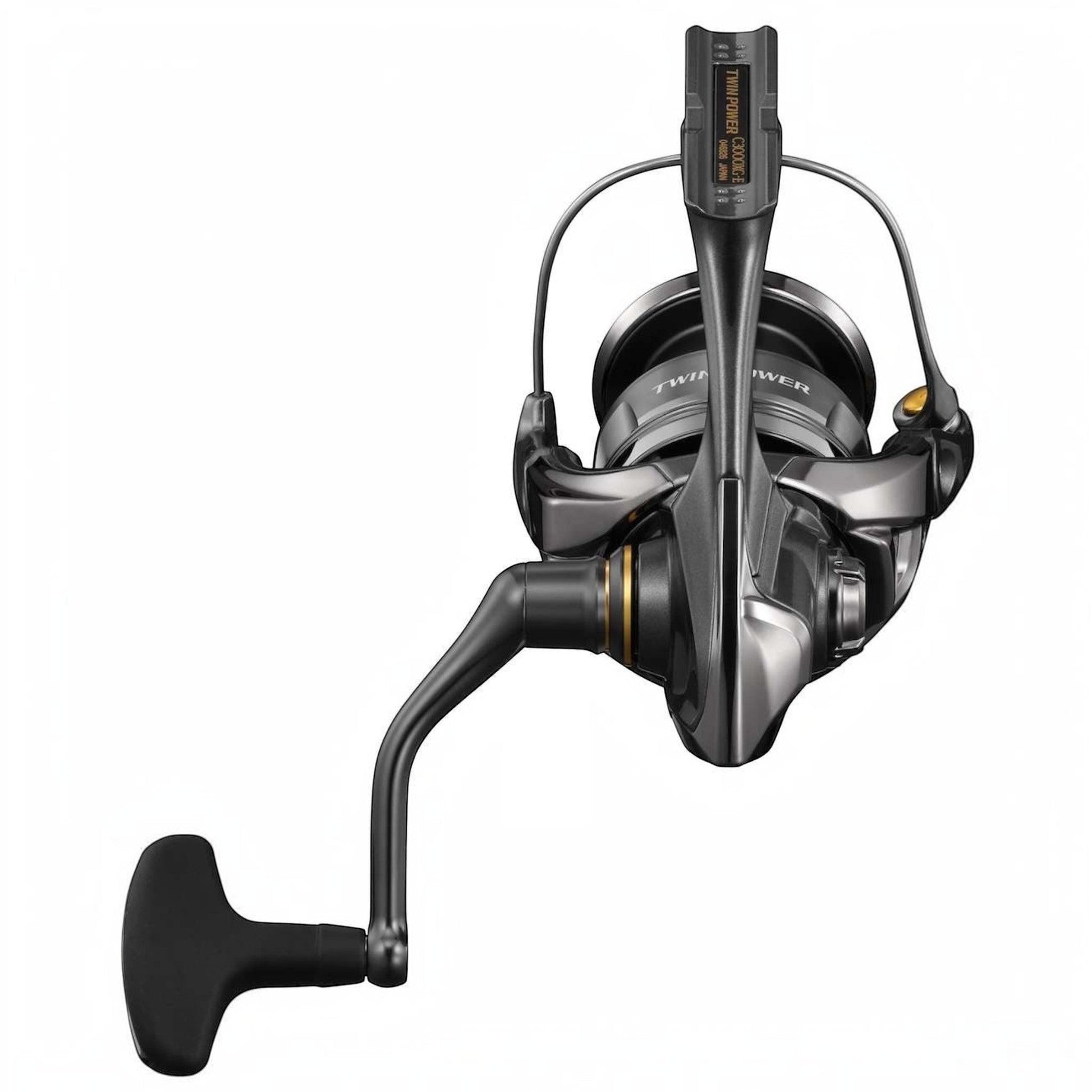 Dogfish Tackle & Marine Shimano 2024 Twin Power FE spinning reel, dark grey with gold accents, CI4+ and aluminum body, Infinity Drive, InfinityLoop.