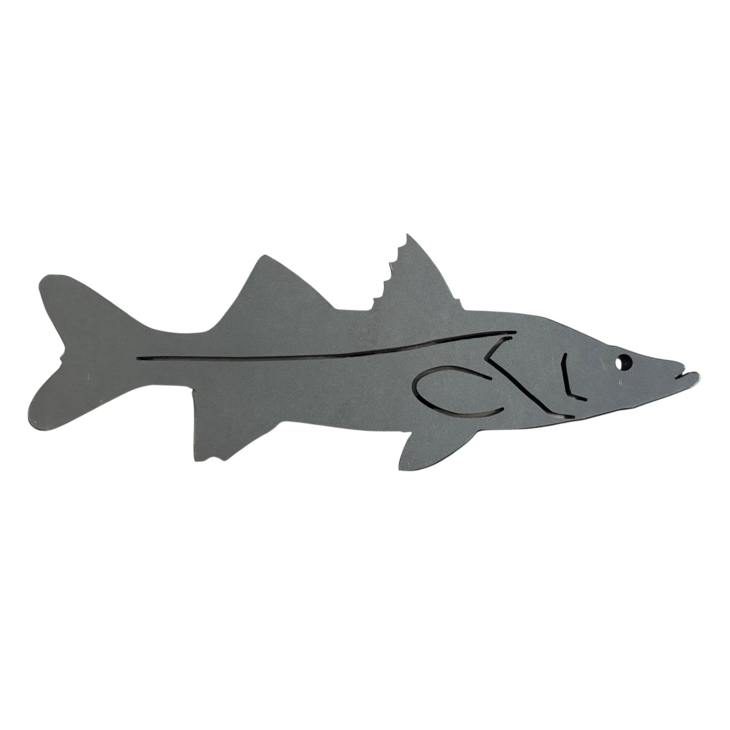 Dogfish Tackle & Marine grey metal starboard fish wall decor for nautical or coastal home and garden styling.