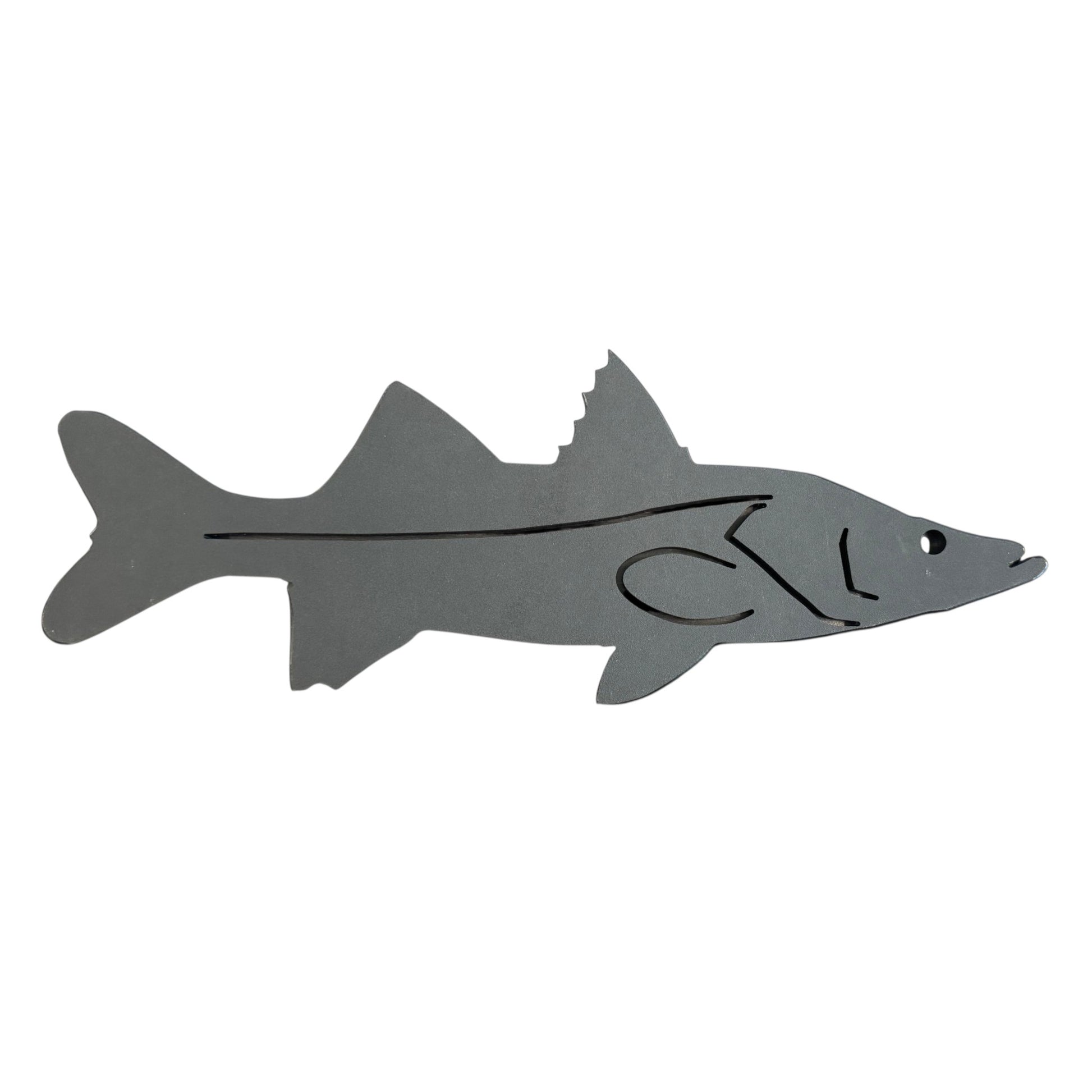 Dogfish Tackle & Marine grey metal starboard fish wall decor for nautical or coastal home and garden styling.