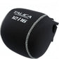 Dogfish Tackle & Marine black neoprene Talica 12/16 reel cover with silver logo and stitching