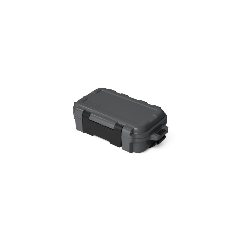 Dogfish Tackle & Marine Yeti LoadOut GoBox 1 waterproof gear case in charcoal grey with a durable lockdown latch.