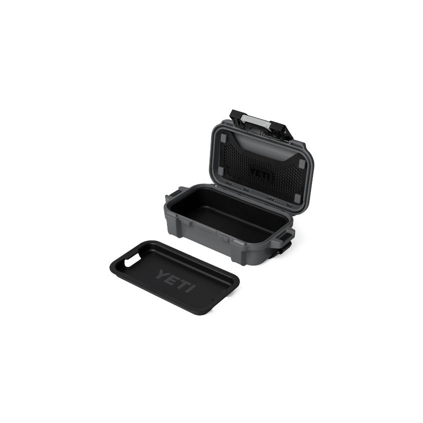 Dogfish Tackle & Marine Yeti Loadout Gobox 1 gear case in charcoal with removable tray and waterproof design