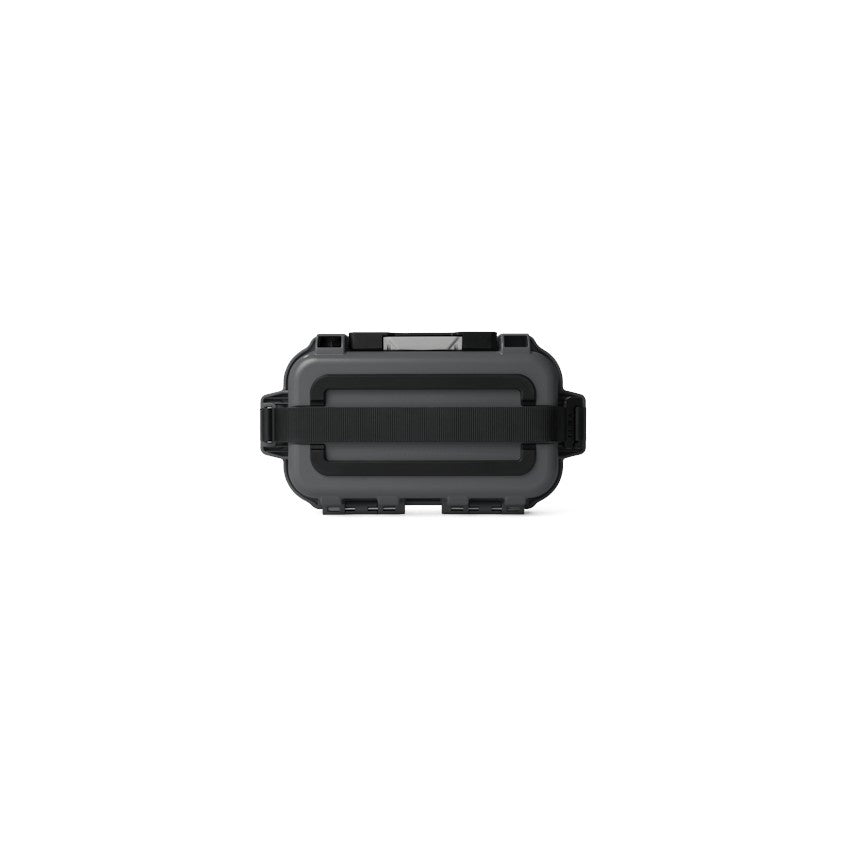 Dogfish Tackle & Marine Yeti Loadout Gobox 1 compact waterproof gear case in charcoal grey with a durable tether strap