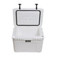 Dogfish Tackle & Marine white Yeti Tundra 50 hard cooler with lid open showing rotomolded interior and rubber latches