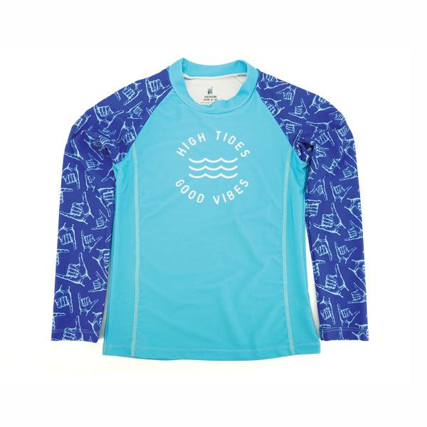 Juice Box Youth Boys Rash Guard Swim Shirt - High Tide Good Vibes